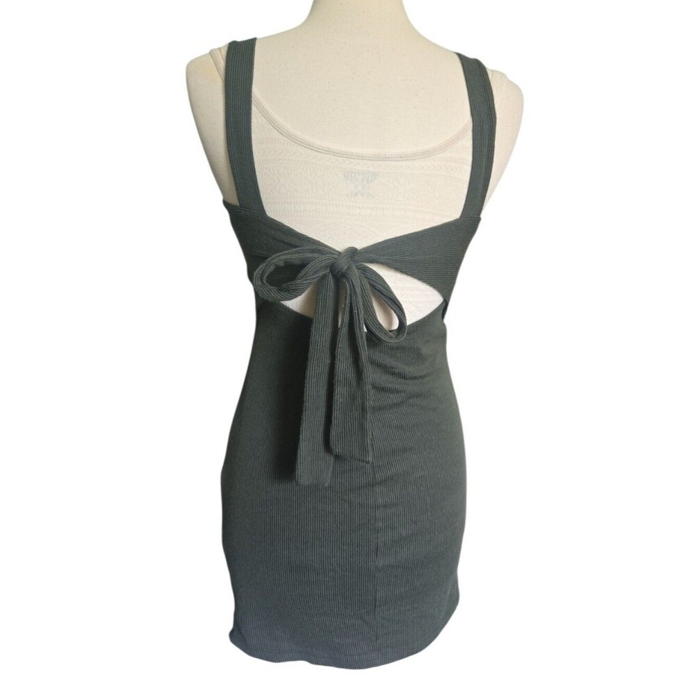 LUSH Olive Green Striped Tie-Back Bodycon Dress